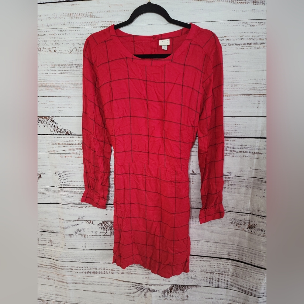 A New Day L Longsleve Plaid Pocket  Dress - Picture 2 of 6